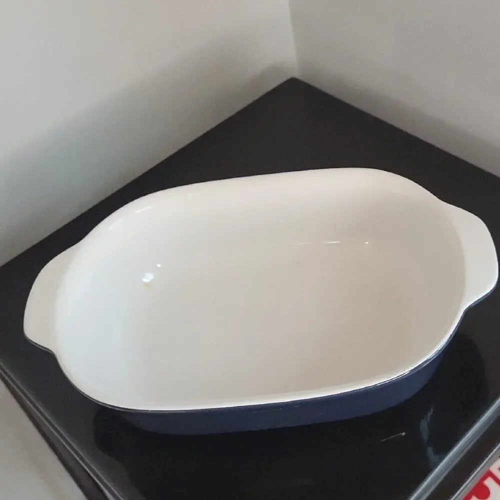 Corning Ware Nautical Navy Blue and White Baking Dish with Plastic Lid 1.5 Qt